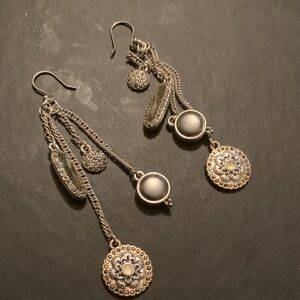 Elegant Silver and Gold Dangle Earrings
